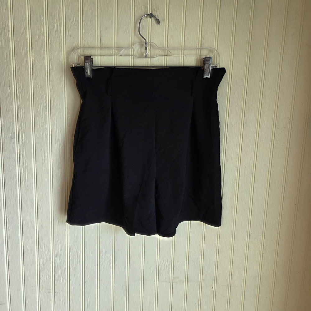 HAVE Paperbag Shorts‎ Womens M Black Crepe Elastic Waist Pull On Casual